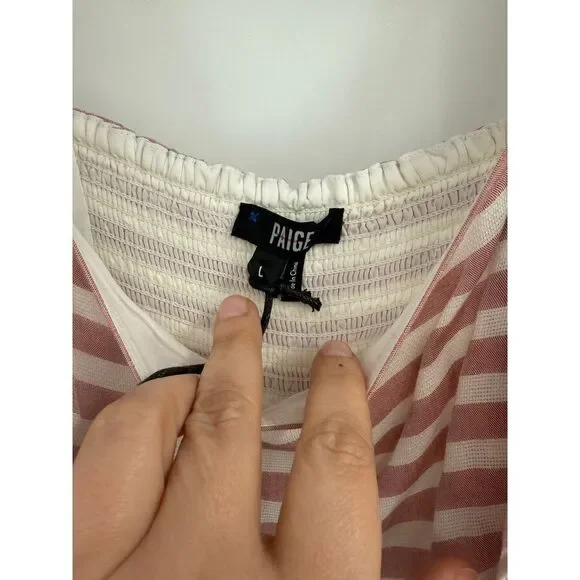 $229 Paige Women's Marino Ruffle Trim Sleeveless Striped Jumpsuit NWT Sz L - Picture 8 of 11